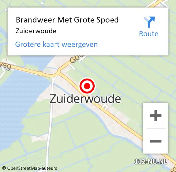 Locatie op kaart van de 112 melding: Brandweer Met Grote Spoed Naar Zuiderwoude op 28 augustus 2016 13:15