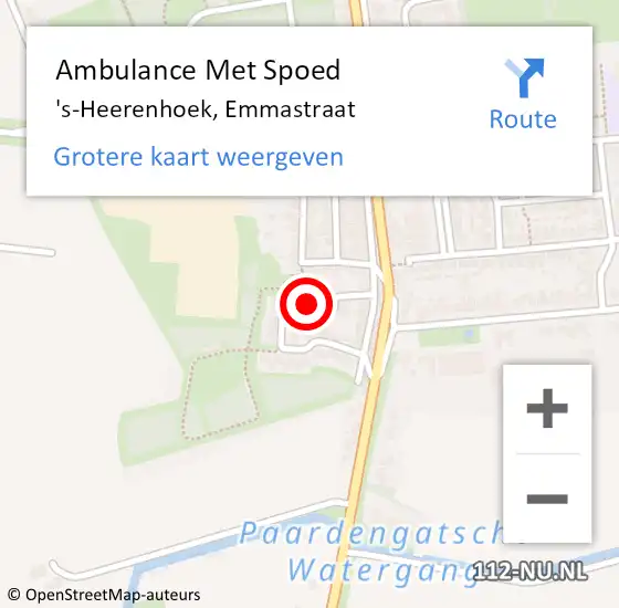 Locatie op kaart van de 112 melding: Ambulance Met Spoed Naar 's-Heerenhoek, Emmastraat op 28 augustus 2016 14:42