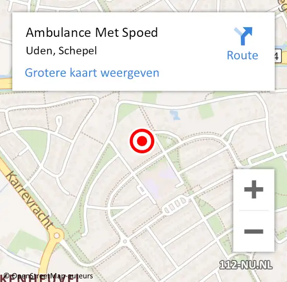 Locatie op kaart van de 112 melding: Ambulance Met Spoed Naar Uden, Schepel op 28 augustus 2016 14:46