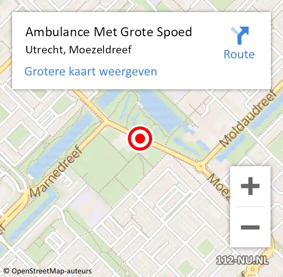 Locatie op kaart van de 112 melding: Ambulance Met Grote Spoed Naar Utrecht, Moezeldreef op 28 augustus 2016 14:54