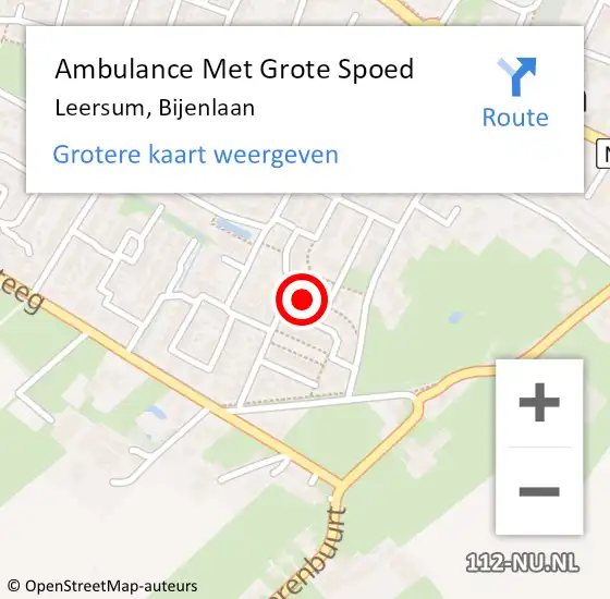 Locatie op kaart van de 112 melding: Ambulance Met Grote Spoed Naar Leersum, Bijenlaan op 28 augustus 2016 15:01