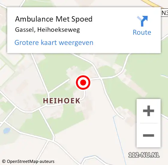 Locatie op kaart van de 112 melding: Ambulance Met Spoed Naar Gassel, Heihoekseweg op 28 augustus 2016 15:29