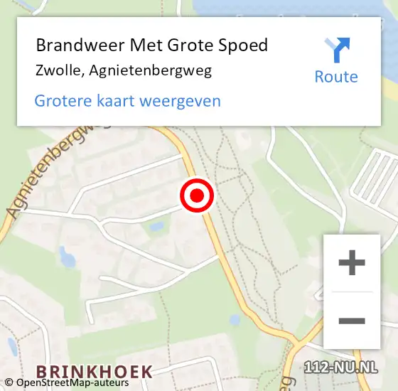 Locatie op kaart van de 112 melding: Brandweer Met Grote Spoed Naar Zwolle, Agnietenbergweg op 28 augustus 2016 17:22