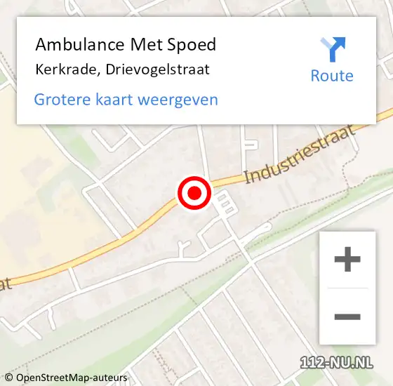 Locatie op kaart van de 112 melding: Ambulance Met Spoed Naar Kerkrade, Drievogelstraat op 28 augustus 2016 17:30