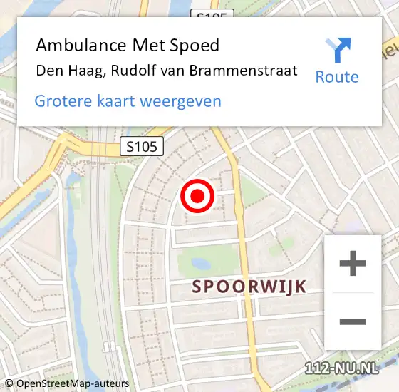 Locatie op kaart van de 112 melding: Ambulance Met Spoed Naar Den Haag, Rudolf van Brammenstraat op 28 augustus 2016 18:34