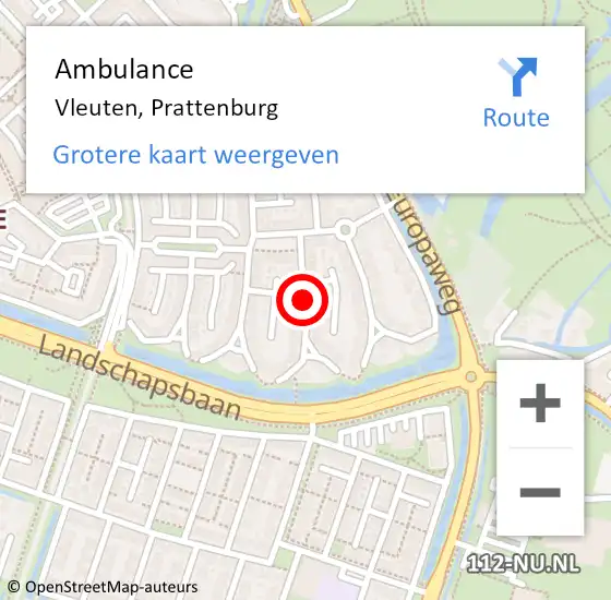 Locatie op kaart van de 112 melding: Ambulance Vleuten, Prattenburg op 28 augustus 2016 18:38