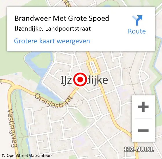 Locatie op kaart van de 112 melding: Brandweer Met Grote Spoed Naar IJzendijke, Landpoortstraat op 28 augustus 2016 19:36