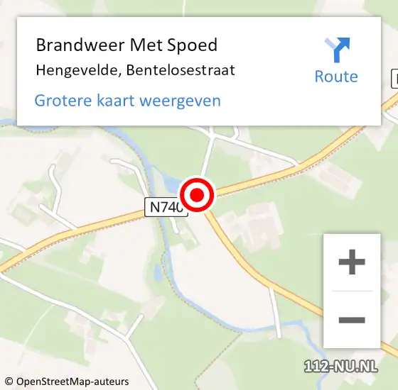 Locatie op kaart van de 112 melding: Brandweer Met Spoed Naar Hengevelde, Bentelosestraat op 28 augustus 2016 19:59