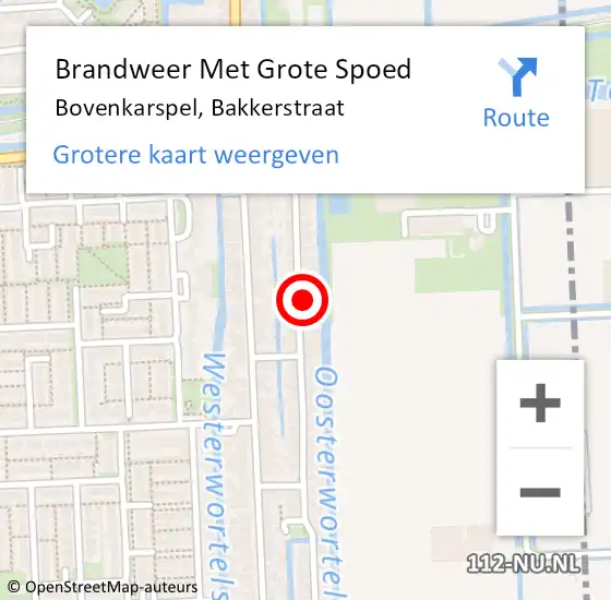 Locatie op kaart van de 112 melding: Brandweer Met Grote Spoed Naar Bovenkarspel, Bakkerstraat op 28 augustus 2016 20:01