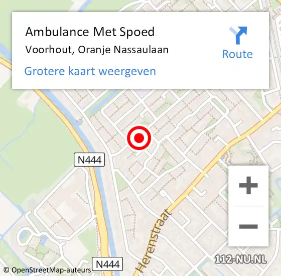 Locatie op kaart van de 112 melding: Ambulance Met Spoed Naar Voorhout, Oranje Nassaulaan op 28 augustus 2016 20:14