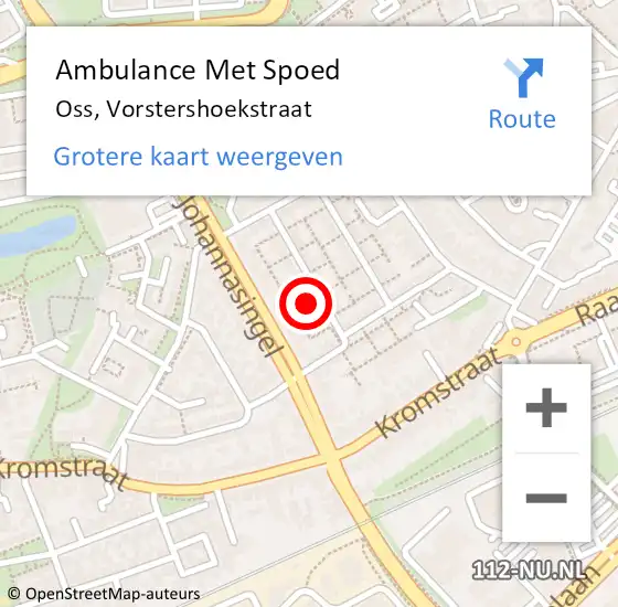 Locatie op kaart van de 112 melding: Ambulance Met Spoed Naar Oss, Vorstershoekstraat op 28 augustus 2016 21:47