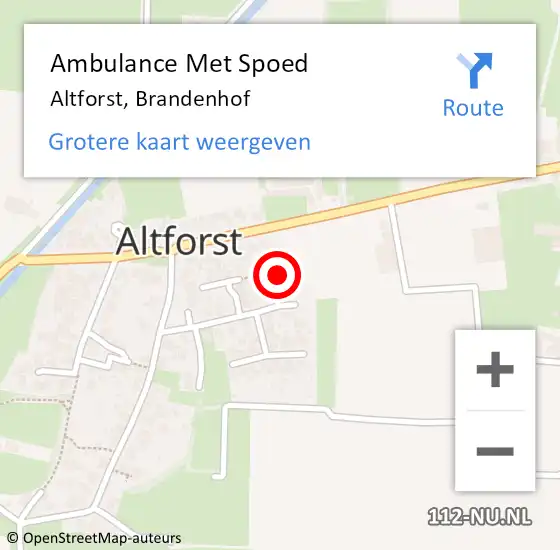 Locatie op kaart van de 112 melding: Ambulance Met Spoed Naar Altforst, Brandenhof op 28 augustus 2016 21:50