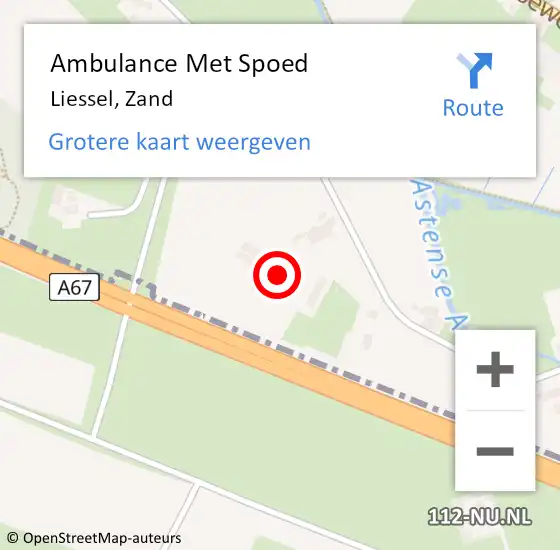 Locatie op kaart van de 112 melding: Ambulance Met Spoed Naar Liessel, Zand op 28 augustus 2016 22:17