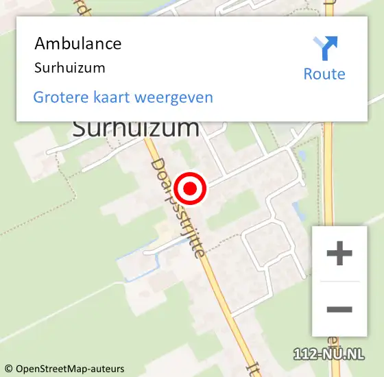 Locatie op kaart van de 112 melding: Ambulance Surhuizum op 28 augustus 2016 23:37