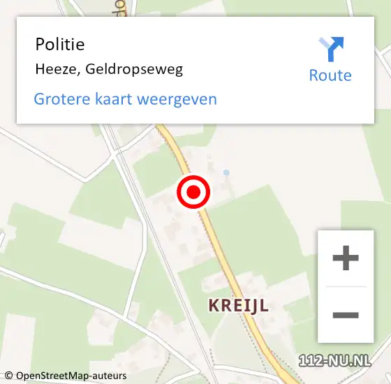 Locatie op kaart van de 112 melding: Politie Heeze, Geldropseweg op 29 augustus 2016 01:28