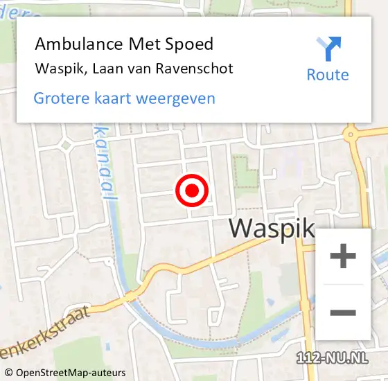 Locatie op kaart van de 112 melding: Ambulance Met Spoed Naar Waspik, Laan van Ravenschot op 29 augustus 2016 02:26