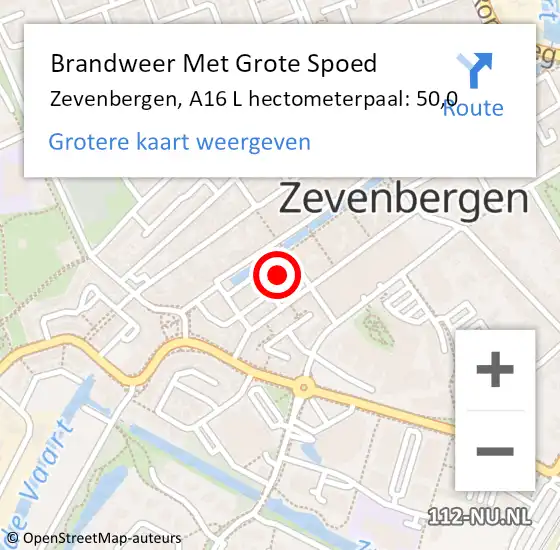 Locatie op kaart van de 112 melding: Brandweer Met Grote Spoed Naar Zevenbergen, Zeehavenweg op 29 augustus 2016 02:28