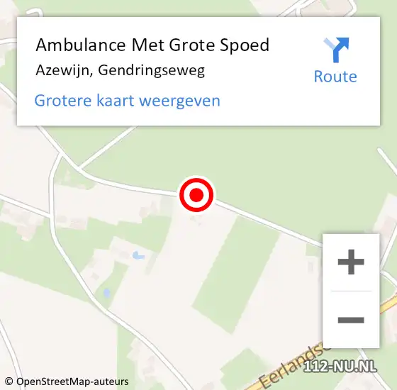 Locatie op kaart van de 112 melding: Ambulance Met Grote Spoed Naar Azewijn, Gendringseweg op 29 augustus 2016 02:45