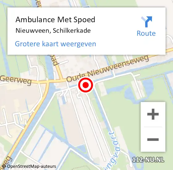 Locatie op kaart van de 112 melding: Ambulance Met Spoed Naar Nieuwveen, Schilkerkade op 29 augustus 2016 04:17