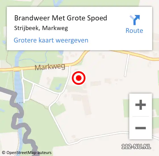 Locatie op kaart van de 112 melding: Brandweer Met Grote Spoed Naar Strijbeek, Markweg op 29 augustus 2016 08:45