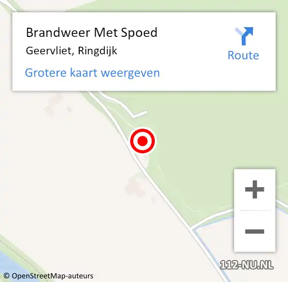 Locatie op kaart van de 112 melding: Brandweer Met Spoed Naar Geervliet, Ringdijk op 25 december 2013 11:35