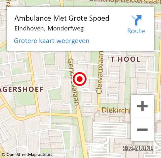 Locatie op kaart van de 112 melding: Ambulance Met Grote Spoed Naar Eindhoven, Mondorfweg op 29 augustus 2016 09:05