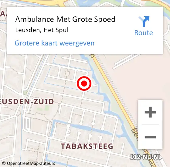 Locatie op kaart van de 112 melding: Ambulance Met Grote Spoed Naar Leusden, Het Spul op 29 augustus 2016 09:38
