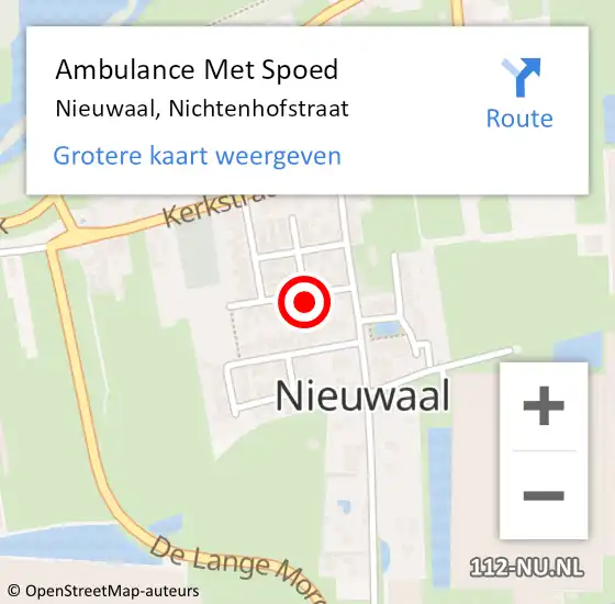 Locatie op kaart van de 112 melding: Ambulance Met Spoed Naar Nieuwaal, Nichtenhofstraat op 29 augustus 2016 11:07