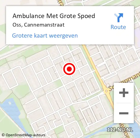 Locatie op kaart van de 112 melding: Ambulance Met Grote Spoed Naar Oss, Cannemanstraat op 29 augustus 2016 12:20