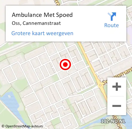 Locatie op kaart van de 112 melding: Ambulance Met Spoed Naar Oss, Cannemanstraat op 29 augustus 2016 12:26