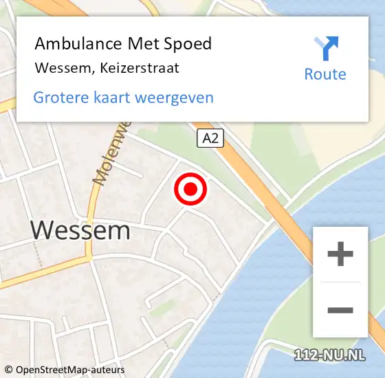 Locatie op kaart van de 112 melding: Ambulance Met Spoed Naar Wessem, Keizerstraat op 29 augustus 2016 12:38