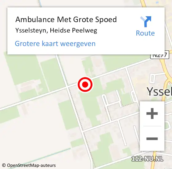 Locatie op kaart van de 112 melding: Ambulance Met Grote Spoed Naar Ysselsteyn, Heidse Peelweg op 25 december 2013 12:20