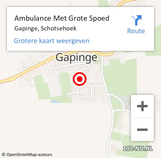 Locatie op kaart van de 112 melding: Ambulance Met Grote Spoed Naar Gapinge, Schotsehoek op 29 augustus 2016 14:12