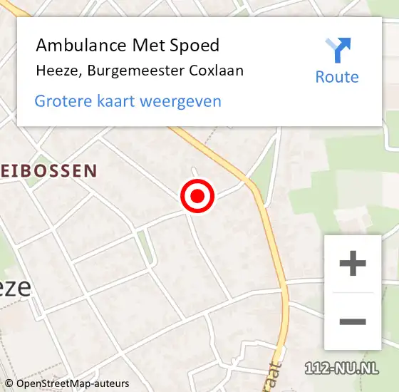 Locatie op kaart van de 112 melding: Ambulance Met Spoed Naar Heeze, Burgemeester Coxlaan op 29 augustus 2016 14:38