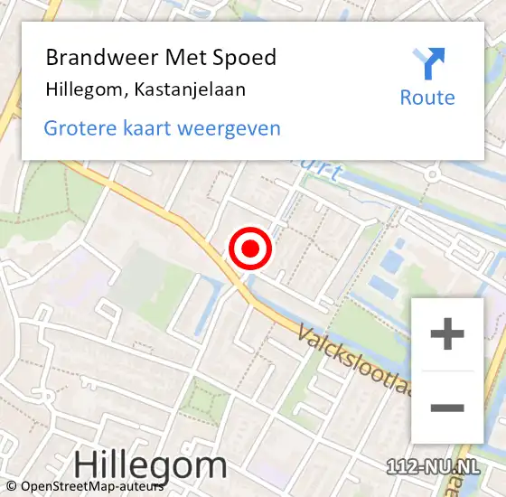 Locatie op kaart van de 112 melding: Brandweer Met Spoed Naar Hillegom, Kastanjelaan op 29 augustus 2016 14:45