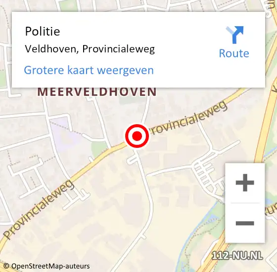 Locatie op kaart van de 112 melding: Politie Veldhoven, Provincialeweg op 29 augustus 2016 15:41