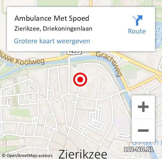 Locatie op kaart van de 112 melding: Ambulance Met Spoed Naar Zierikzee, Driekoningenlaan op 29 augustus 2016 16:23