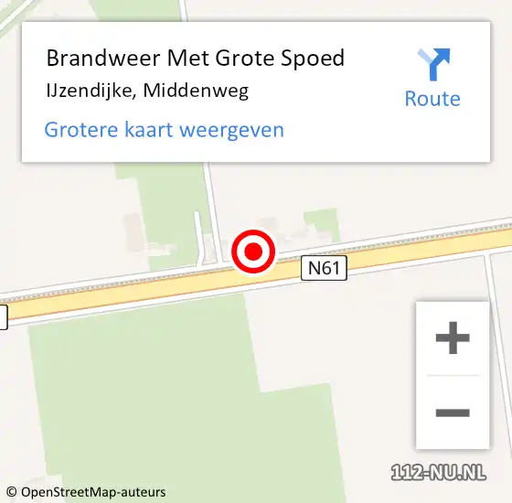 Locatie op kaart van de 112 melding: Brandweer Met Grote Spoed Naar IJzendijke, Middenweg op 29 augustus 2016 16:49