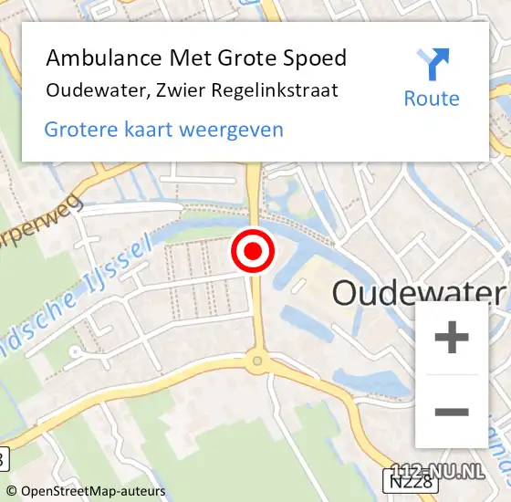 Locatie op kaart van de 112 melding: Ambulance Met Grote Spoed Naar Oudewater, Zwier Regelinkstraat op 29 augustus 2016 16:55