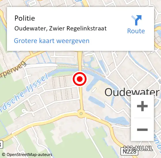 Locatie op kaart van de 112 melding: Politie Oudewater, Zwier Regelinkstraat op 29 augustus 2016 16:56