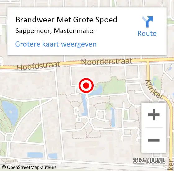 Locatie op kaart van de 112 melding: Brandweer Met Grote Spoed Naar Sappemeer, Mastenmaker op 29 augustus 2016 17:23