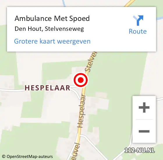 Locatie op kaart van de 112 melding: Ambulance Met Spoed Naar Den Hout, Stelvenseweg op 29 augustus 2016 17:41