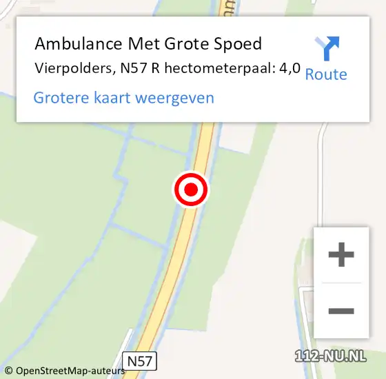 Locatie op kaart van de 112 melding: Ambulance Met Grote Spoed Naar Vierpolders, N57 L op 29 augustus 2016 17:58
