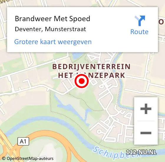 Locatie op kaart van de 112 melding: Brandweer Met Spoed Naar Deventer, Munsterstraat op 29 augustus 2016 18:16