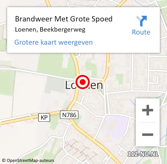 Locatie op kaart van de 112 melding: Brandweer Met Grote Spoed Naar Loenen, Beekbergerweg op 29 augustus 2016 18:20