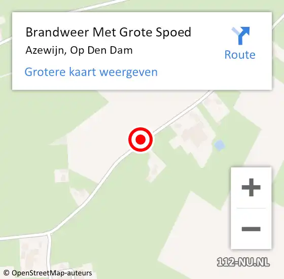 Locatie op kaart van de 112 melding: Brandweer Met Grote Spoed Naar Azewijn, Op Den Dam op 29 augustus 2016 19:06