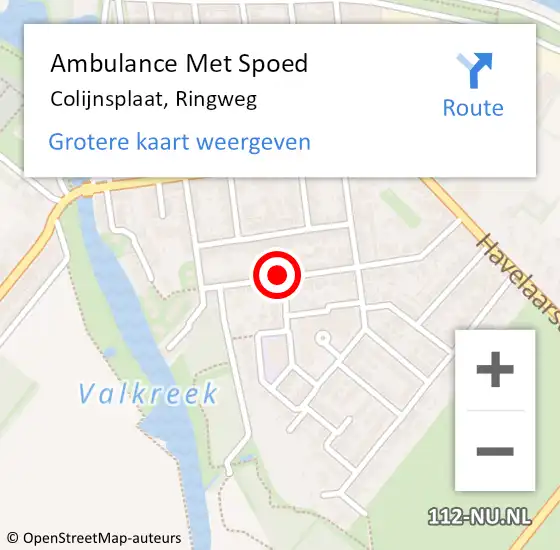 Locatie op kaart van de 112 melding: Ambulance Met Spoed Naar Colijnsplaat, Ringweg op 29 augustus 2016 19:10