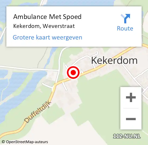 Locatie op kaart van de 112 melding: Ambulance Met Spoed Naar Kekerdom, Weverstraat op 29 augustus 2016 19:18