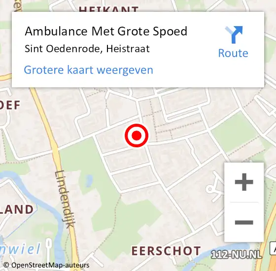 Locatie op kaart van de 112 melding: Ambulance Met Grote Spoed Naar Sint Oedenrode, Heistraat op 29 augustus 2016 19:47