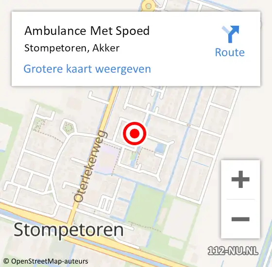 Locatie op kaart van de 112 melding: Ambulance Met Spoed Naar Stompetoren, Akker op 25 december 2013 13:04